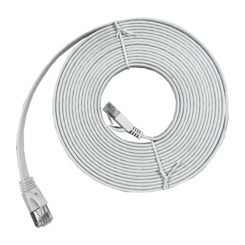 XIC-10 10m shielded Cat 7 flat interface cable, White, M-M
